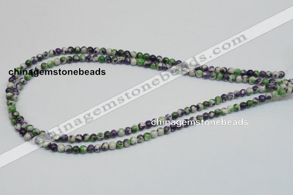 CRF01 15.5 inches 4mm round dyed rain flower stone beads wholesale