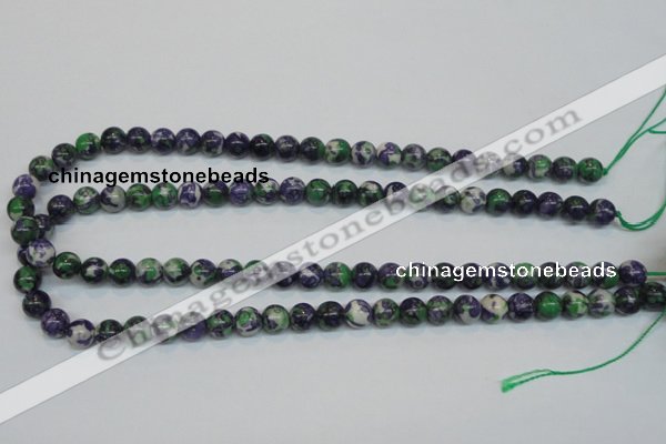 CRF03 15.5 inches 8mm round dyed rain flower stone beads wholesale