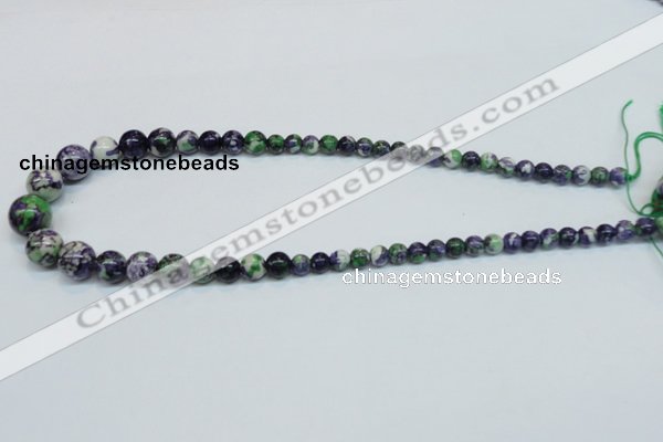 CRF10 15.5 inches multi sizes round dyed rain flower stone beads