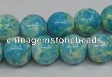 CRF105 15.5 inches 14mm round dyed rain flower stone beads wholesale