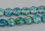 CRF116 15.5 inches 10mm flat round dyed rain flower stone beads