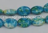 CRF124 15.5 inches 10*14mm oval dyed rain flower stone beads