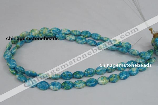 CRF124 15.5 inches 10*14mm oval dyed rain flower stone beads