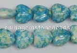 CRF132 15.5 inches 14*14mm heart dyed rain flower stone beads