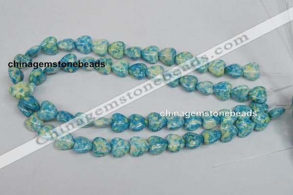 CRF132 15.5 inches 14*14mm heart dyed rain flower stone beads