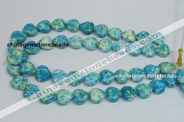 CRF134 15.5 inches 18*18mm heart dyed rain flower stone beads