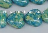 CRF135 15.5 inches 20*20mm heart dyed rain flower stone beads