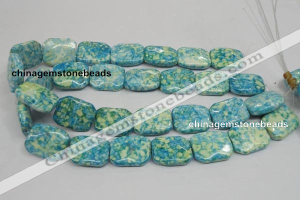 CRF145 15.5 inches 20*26mm rectangle dyed rain flower stone beads