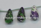 CRF15 11*21mm top-drilled teardrop dyed rain flower stone beads