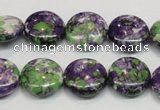 CRF16 15.5 inches 16mm flat round dyed rain flower stone beads