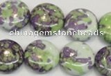 CRF17 15.5 inches 20mm flat round dyed rain flower stone beads