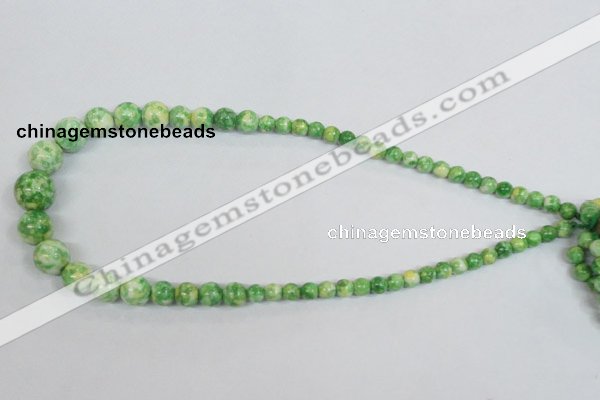 CRF191 15.5 inches 6mm - 14mm round dyed rain flower stone beads