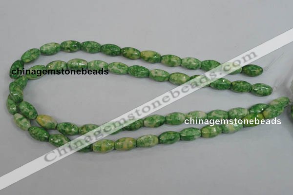 CRF194 15.5 inches 8*14mm rice dyed rain flower stone beads