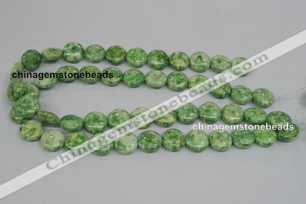 CRF199 15.5 inches 16mm flat round dyed rain flower stone beads