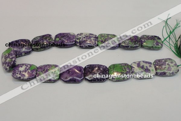 CRF20 15.5 inches 20*26mm rectangle dyed rain flower stone beads