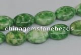 CRF204 15.5 inches 10*14mm oval dyed rain flower stone beads