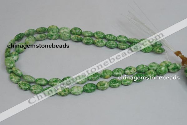 CRF204 15.5 inches 10*14mm oval dyed rain flower stone beads