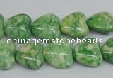 CRF212 15.5 inches 14*14mm heart dyed rain flower stone beads