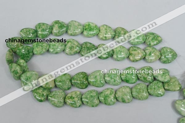 CRF214 15.5 inches 18*18mm heart dyed rain flower stone beads