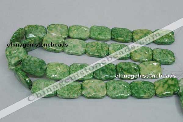 CRF225 15.5 inches 20*26mm rectangle dyed rain flower stone beads