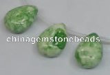 CRF228 Top-drilled 13*18mm flat teardrop dyed rain flower stone beads