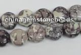 CRF236 15.5 inches 12mm flat round dyed rain flower stone beads