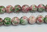 CRF24 15.5 inches 10mm round dyed rain flower stone beads wholesale