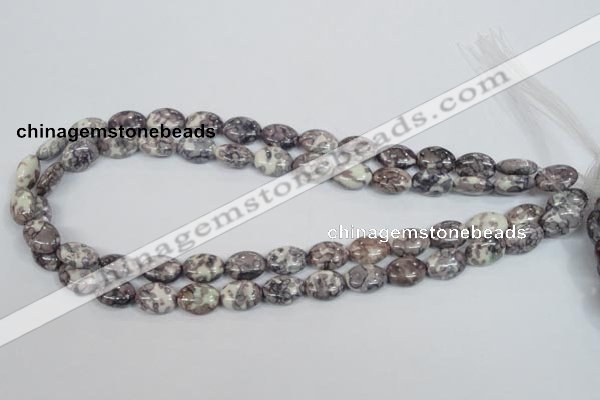 CRF243 15.5 inches 10*14mm oval dyed rain flower stone beads