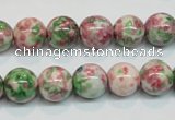 CRF25 15.5 inches 12mm round dyed rain flower stone beads wholesale