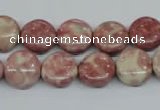 CRF255 15.5 inches 10mm flat round dyed rain flower stone beads