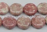 CRF258 15.5 inches 16mm flat round dyed rain flower stone beads
