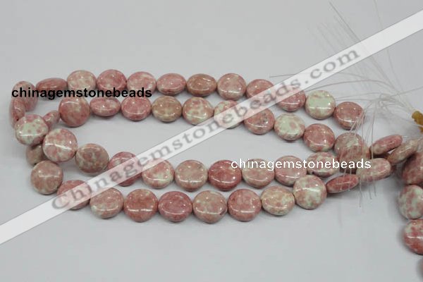 CRF258 15.5 inches 16mm flat round dyed rain flower stone beads