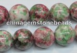 CRF27 15.5 inches 16mm round dyed rain flower stone beads wholesale