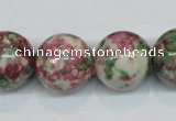 CRF28 15.5 inches 18mm round dyed rain flower stone beads wholesale