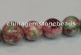 CRF31 15.5 inches multi sizes round dyed rain flower stone beads