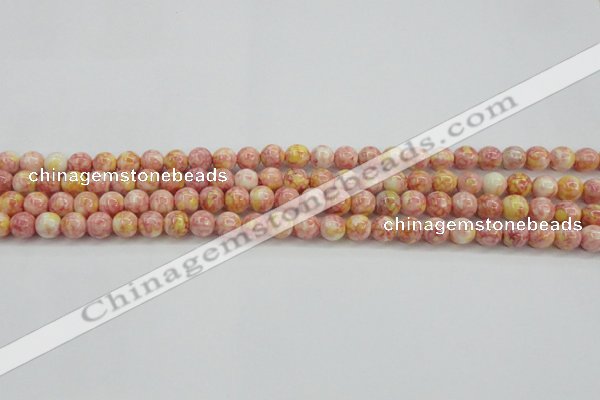 CRF314 15.5 inches 4mm round dyed rain flower stone beads wholesale