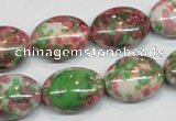 CRF33 15.5 inches 13*18mm oval dyed rain flower stone beads wholesale