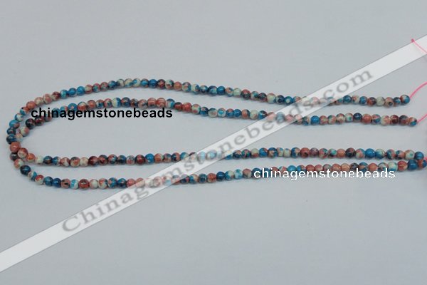 CRF34 15.5 inches 4mm round dyed rain flower stone beads wholesale