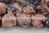 CRF359 15.5 inches 11*12mm skull dyed rain flower stone beads