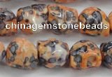 CRF360 15.5 inches 11*12mm skull dyed rain flower stone beads