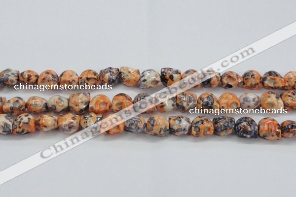 CRF360 15.5 inches 11*12mm skull dyed rain flower stone beads