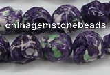 CRF365 15.5 inches 11*12mm skull dyed rain flower stone beads