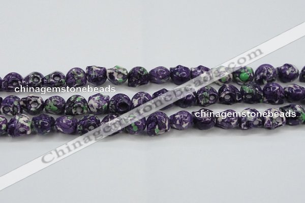 CRF365 15.5 inches 11*12mm skull dyed rain flower stone beads