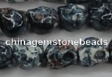 CRF366 15.5 inches 11*12mm skull dyed rain flower stone beads