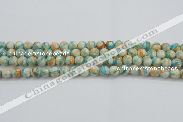 CRF394 15.5 inches 8mm round dyed rain flower stone beads wholesale