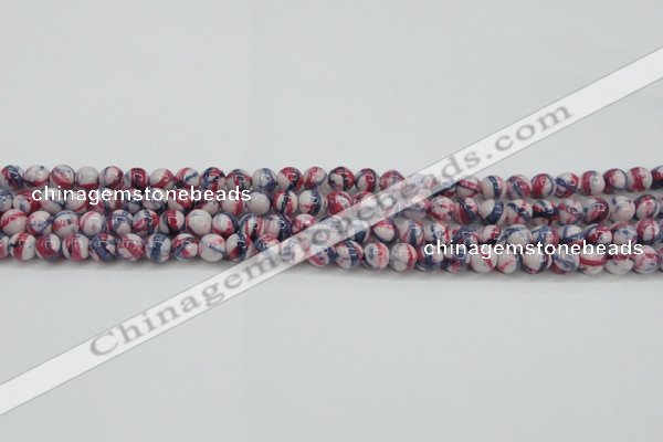 CRF404 15.5 inches 4mm round dyed rain flower stone beads wholesale