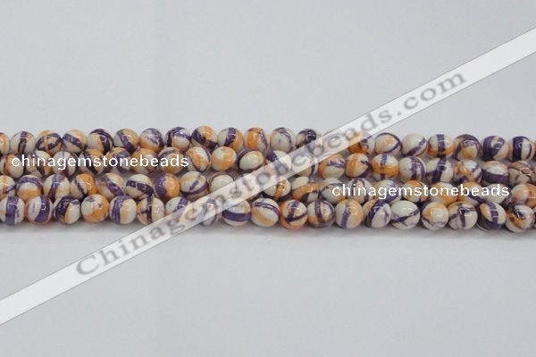 CRF412 15.5 inches 8mm round dyed rain flower stone beads wholesale