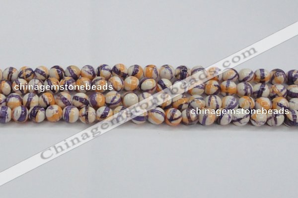 CRF413 15.5 inches 10mm round dyed rain flower stone beads wholesale