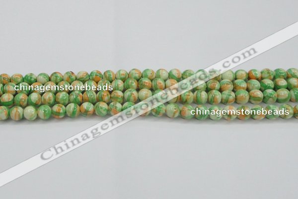 CRF417 15.5 inches 6mm round dyed rain flower stone beads wholesale