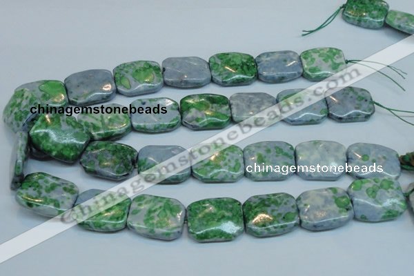 CRF54 15.5 inches 20*26mm rectangle dyed rain flower stone beads